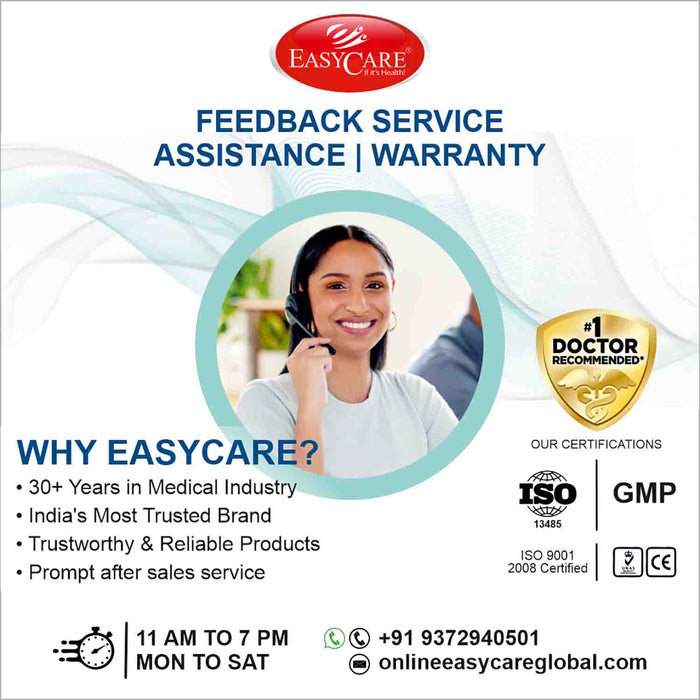 Easycare advertisement with contact information and certification logos on a white background