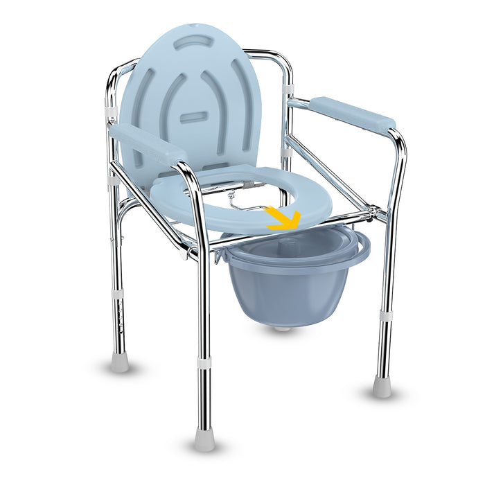 EASYCARE 3-in-1 Foldable Toilet Chair for Adults & Elderly | Portable Commode Chair with Adjustable Height, Potty Seat, Western Toilet Support | 105kg Capacity (EC-894)