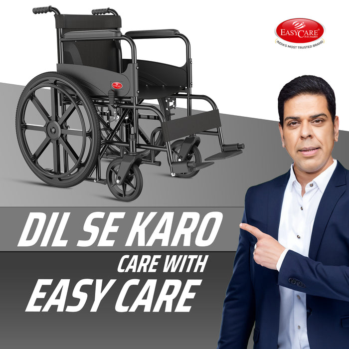 Foldable Wheelchair for Old People and Patient, Suitable for Indoor & Travel-Friendly with Adjustable & Comfort Seat Belt with Footrests (EC700)