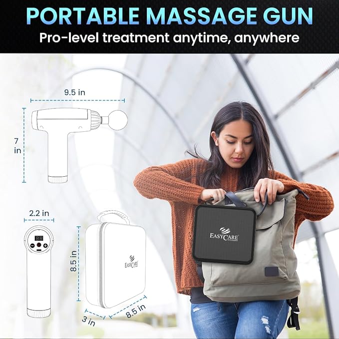 EasyCare Massage Gun For Full Body-Cordless Massager Machine For Pain Relief, Electric Gun Massager For Neck, Shoulder, Back, and Foot | Deep Tissue Massage, Type C Massage Gun For Muscle Therapy & Relaxation 1 Year Warranty
