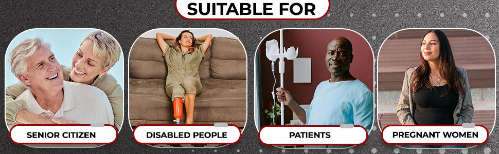 wheelchair suitability for different demographics with labeled images and text.