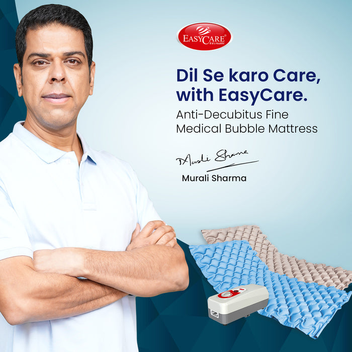 Anti Decubitus Medical Air Bubble Mattress – King Size, CE Approved, Vibration-Free with Energy-Efficient Pump for Bedridden Patients – EasyCare India (Blue)