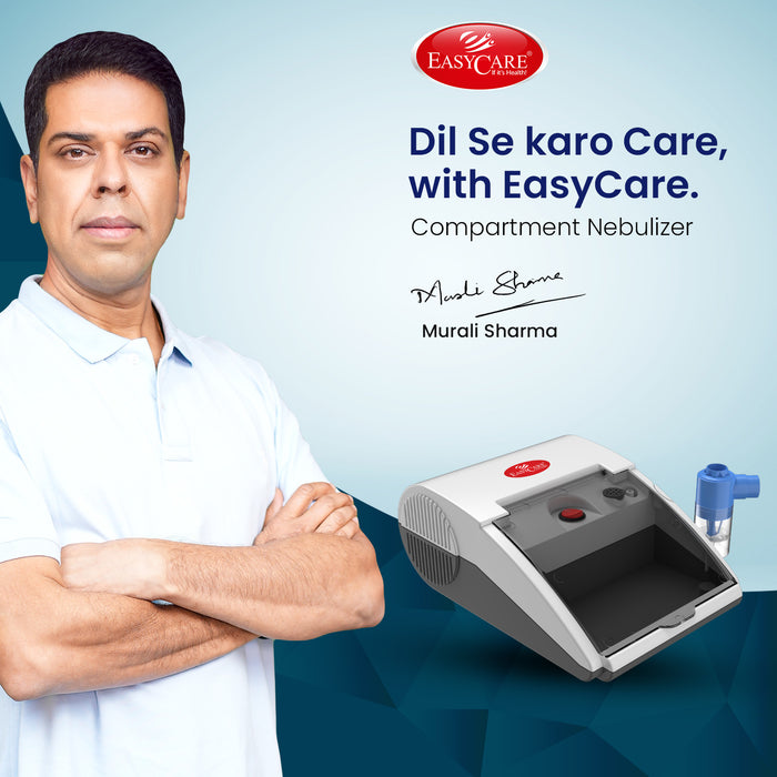 EASYCARE Compartment Nebulizer Machine for Adults & Kids | Portable Respiratory Therapy Device | Low Noise | Made in India | 1-Year Warranty