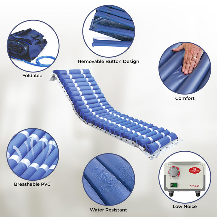 EASYCARE EC6012 Anti Decubitus Air Mattress with Air Pump | Tubular Type Medical Mattress for Bed Sores & Pressure Ulcers