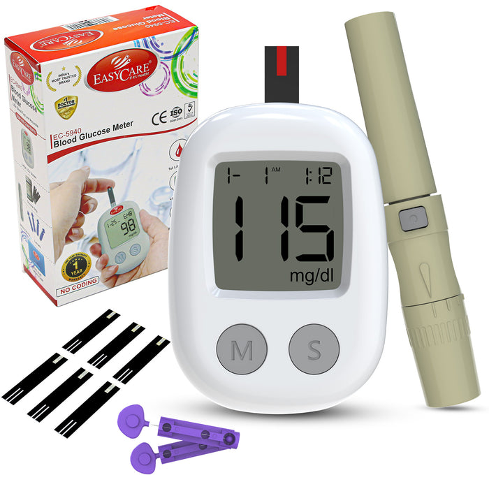EASYCARE Automatic Blood Glucose Meter with 25 Test Strips | Sugar Test Machine for Home Use | Fast & Accurate Diabetes Monitor