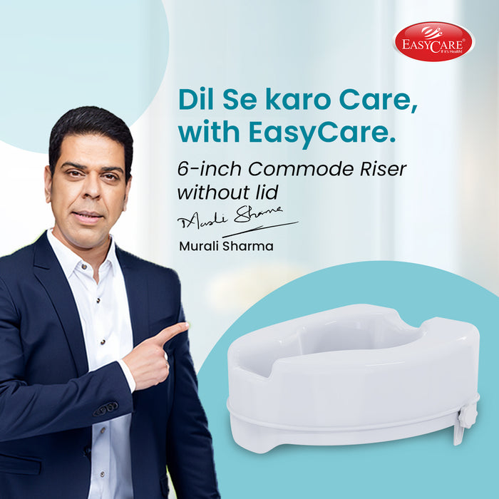 EASYCARE Toilet Seat Riser with Safety Lock | 6 Inch Height Increase for Elderly, Seniors & Post-Surgery Support (180 kg Capacity)