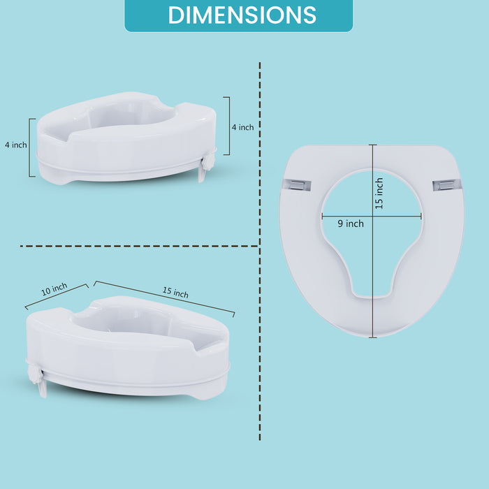 EASYCARE (EC7060C4) Toilet Seat Riser with Safe Lock (Adds 4" to Height of Toilet)
