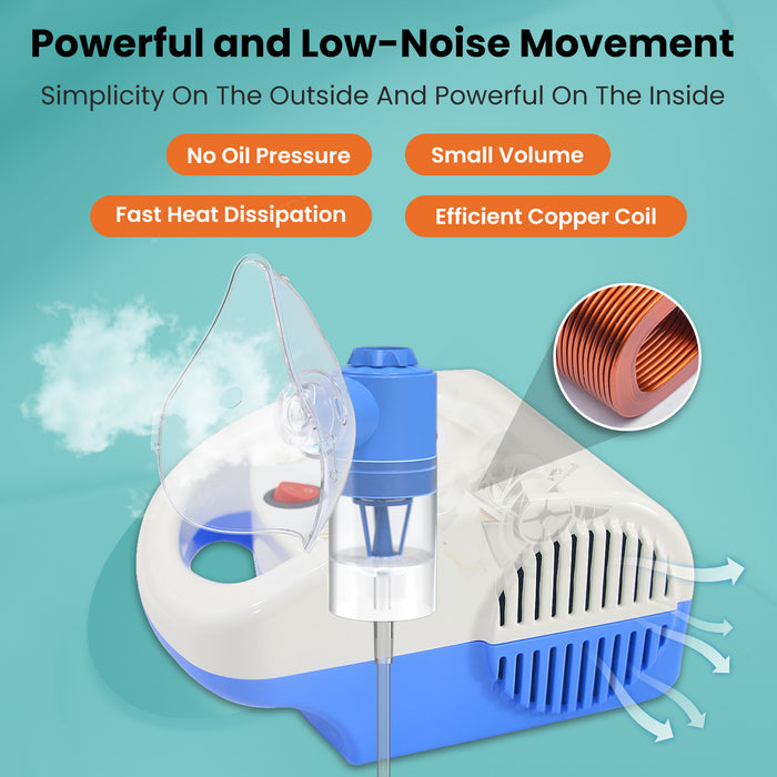 EASYCARE EC7225 Nebulizer - Powerful Low Noise Breathing Machine for Asthma and Respiratory Therapy, Compact Medical Nebulizer Device