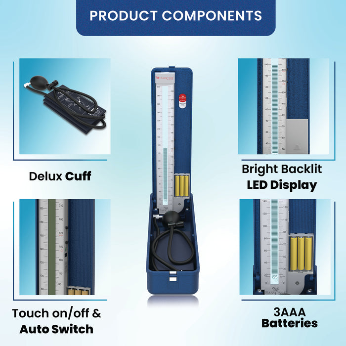 EASYCARE EC9072 Sphygmomanometer Components – Includes Deluxe BP Cuff, LED Display, Touch Button, and 3AAA Batteries for Accurate BP Monitoring