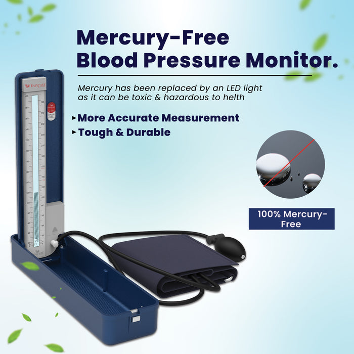 EASYCARE EC9072 Mercury-Free Blood Pressure Monitor – LED Display for Safe, Accurate BP Measurement, Durable & 100% Mercury-Free Sphygmomanometer
