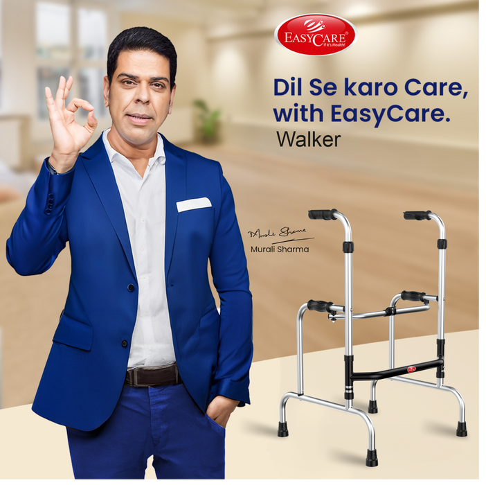 EASYCARE Walker with "Dil Se Karo Care" - Providing Reliable Support and Comfort for Elderly, Featuring Adjustable Height, Lightweight Frame, and Anti-Slip Grips for Safe Mobility
