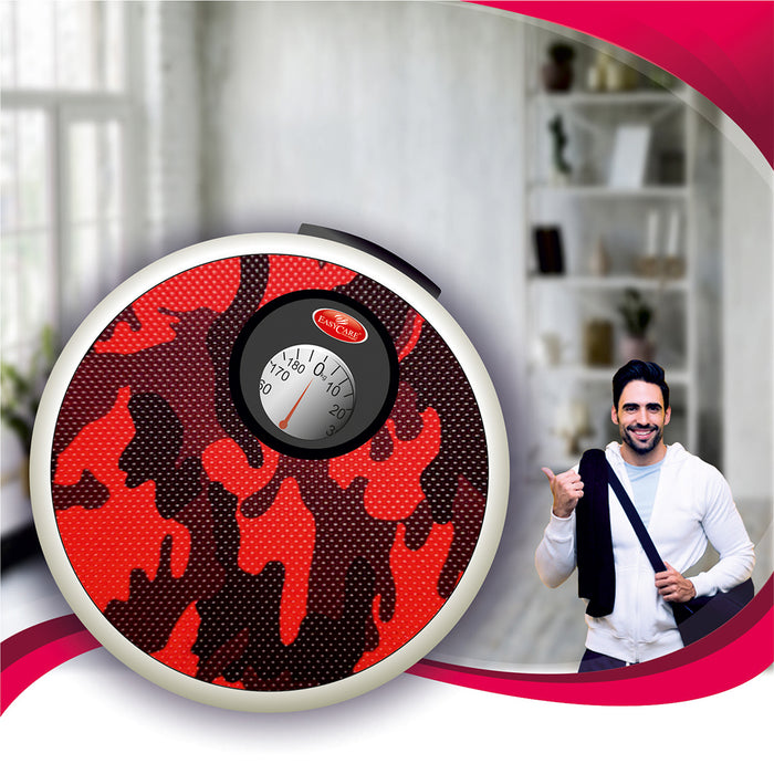 Men in frame & Easycare Round Manual Weighing Scale
