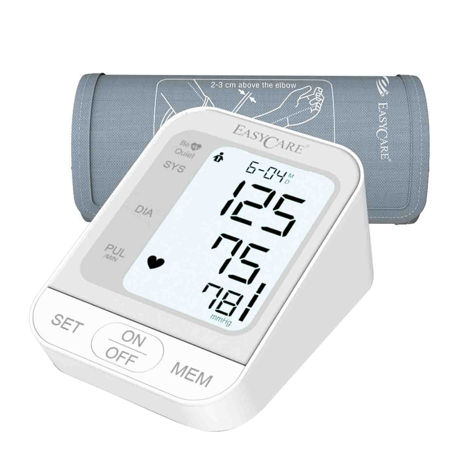 EASYCARE Fully Automatic Talking Digital Blood Pressure Monitor with Lithium Battery | Portable Blood Pressure Monitor for Home | Large Display | Memory Function | USB Rechargeable | 22-36cm Cuff (White) (EC 9031)