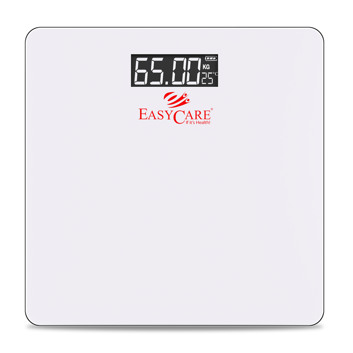 EASYCARE EC3318 B Digital Weighing Scale for Body Weight | Glass Body | 180 kg Capacity | 100 g Graduation | Auto-Off |Large LCD | kg/lb/st | White