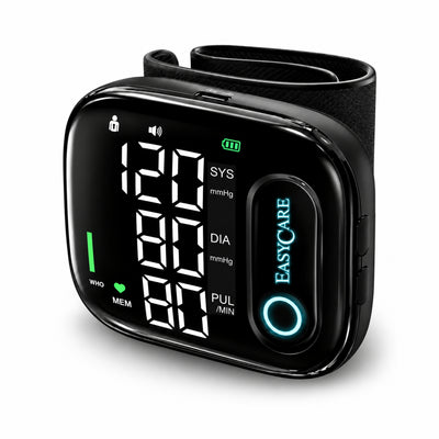 EASYCARE EC9910 Digital Wrist Blood Pressure Monitor for Home Use | Rechargeable BP Machine with Large LED Display, Voice Guidance, 2 Users × 99 Memory, Pulse Rate & Irregular Heartbeat Indicator