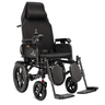 Black Electric  wheelchair with reclining backrest on a white background