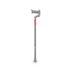 Cane with gray cane tip and red label on a white background