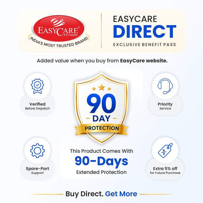 EASYCARE Portable Mild Steel Traveling Wheelchair with 105 kg Weight Capacity, Attendant Brake, Safety Belt, Back Pocket, Carry Bag, and Smooth Mobility for Travel (EC9005)