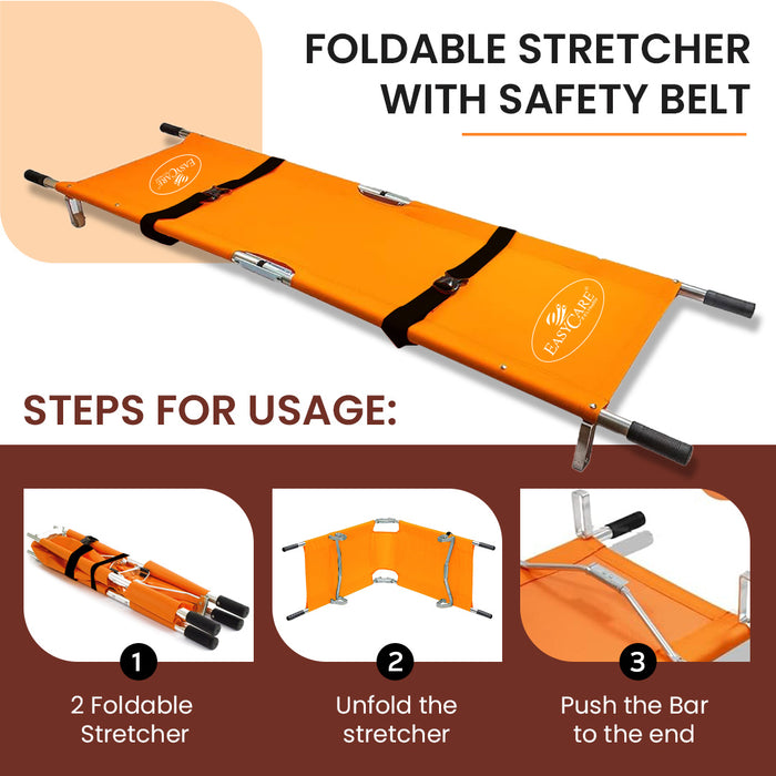 EASYCARE (ECF002) Aluminum 2-Fold Stretcher for Medical & Hospital (Easy To Carry)