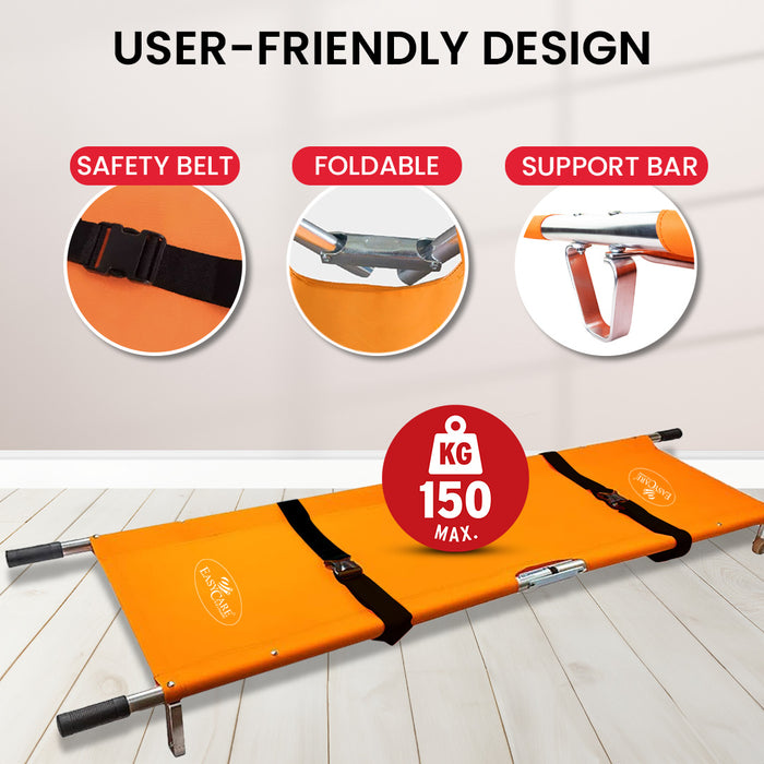 EASYCARE (ECF002) Aluminum 2-Fold Stretcher for Medical & Hospital (Easy To Carry)