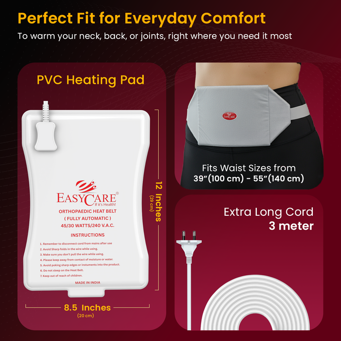 PVC heating pad with Easycare branding on a red background