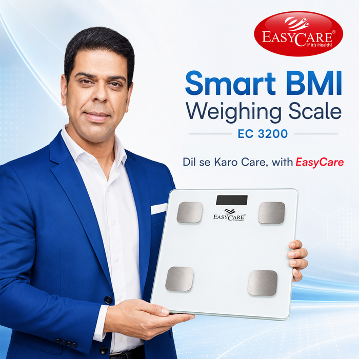EASYCARE Smart BMI Weighing Scale for Adults | 21 Body Composition Parameters | Bluetooth Smart Sync with App | 180 kg Capacity | Digital Weight & Body Fat Monitor - White