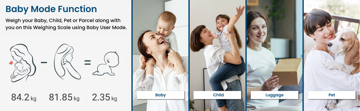 Baby weight scale with user manual and family scenarios