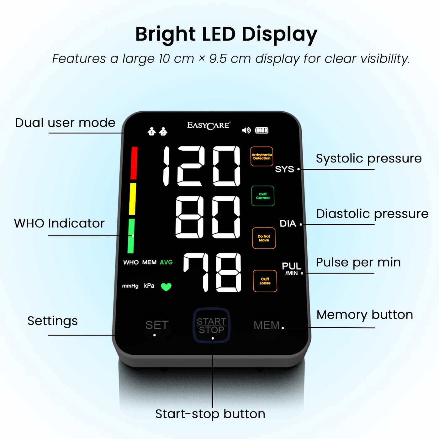 Digital Bp Machine Monitor EasyCare EC-9013 Digital Blood Pressure Monitor | BP Machine for Home ...