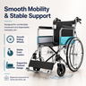 Wheelchair with features highlighted on a white background