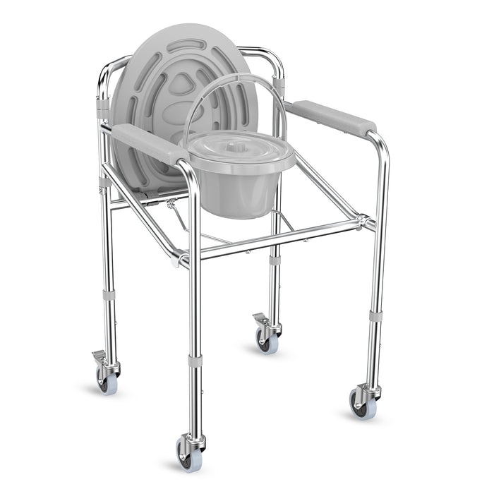 EASYCARE 3-in-1 Commode chairs for old people, Potty Chair for adults, bathroom chair for patient, Portable Toilet seat for old age people, Western Commode Toilet Chair for adult (Commode with Wheel chair)