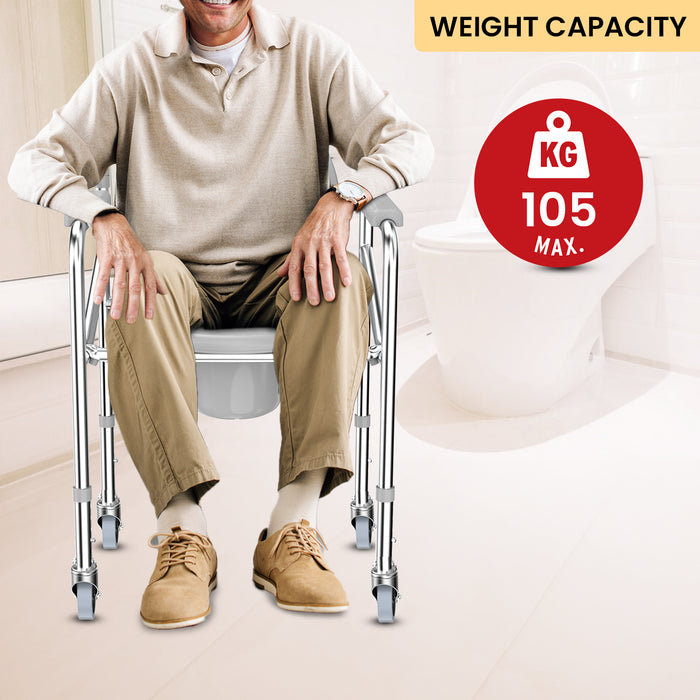 EASYCARE 3-in-1 Commode chairs for old people, Potty Chair for adults, bathroom chair for patient, Portable Toilet seat for old age people, Western Commode Toilet Chair for adult (Commode with Wheel chair)