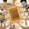 Heated pad with various pain relief applications shown around it.