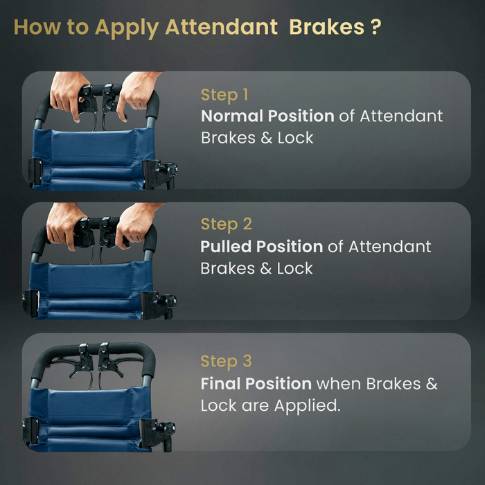 EASYCARE Portable Mild Steel Traveling Wheelchair with 105 kg Weight Capacity, Attendant Brake, Safety Belt, Back Pocket, Carry Bag, and Smooth Mobility for Travel (EC9005)