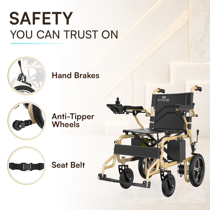 EasyCare EC3013 Foldable Electric Wheelchair for Elderly & Patients, Joystick Controlled Power Wheelchair with Lithium-Ion Battery, 18–20 km Range, IATA-Compliant Travel Ready Design, Mild Steel Frame & 1 Year Warranty*