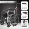 Wheelchair with brake system illustration on a black background