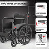 Wheelchair with brake system illustration on a black background