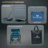 Product features including a safety belt, back pocket, and free carry bag inside box with EasyCare branding.