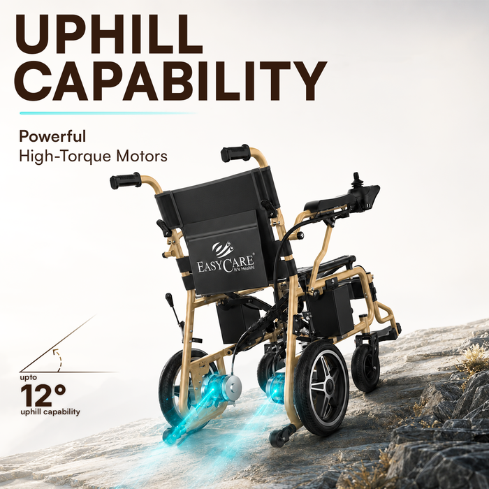 EasyCare EC3013 Foldable Electric Wheelchair for Elderly & Patients, Joystick Controlled Power Wheelchair with Lithium-Ion Battery, 18–20 km Range, IATA-Compliant Travel Ready Design, Mild Steel Frame & 1 Year Warranty*