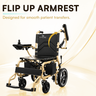 Wheelchair with flip-up armrest feature on a light background