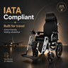 IATA compliant folding electric wheelchair with airplane in the background