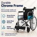 Wheelchair with durable chrome frame features on a white background