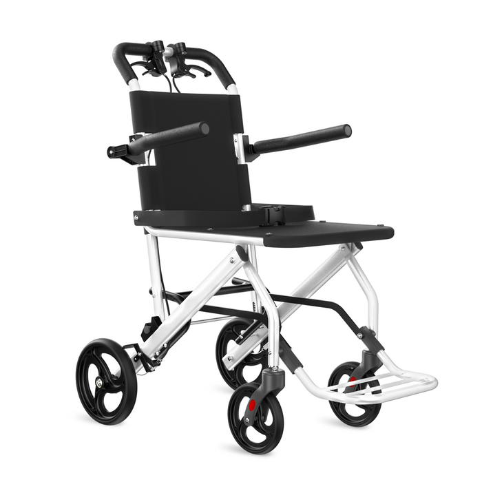 Portable Lightweight Traveling Wheelchair (8kg) with Attendant Brake & Carry Bag | Travel-Friendly, Indoor Use | 100kg Capacity, Adjustable Seat Belt, United Brake – Ideal for Elderly, Patients & Home Use (EC9002)