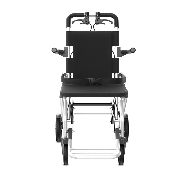 Portable Lightweight Traveling Wheelchair (8kg) with Attendant Brake & Carry Bag | Travel-Friendly, Indoor Use | 100kg Capacity, Adjustable Seat Belt, United Brake – Ideal for Elderly, Patients & Home Use (EC9002)