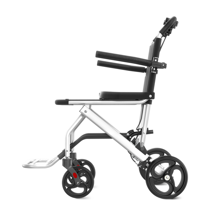 Portable Lightweight Traveling Wheelchair (8kg) with Attendant Brake & Carry Bag | Travel-Friendly, Indoor Use | 100kg Capacity, Adjustable Seat Belt, United Brake – Ideal for Elderly, Patients & Home Use (EC9002)