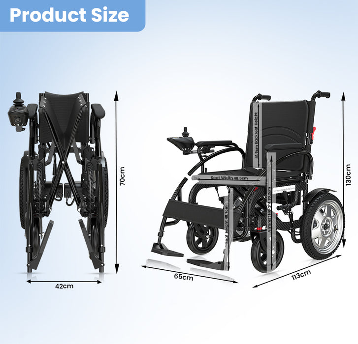 EasyCare Carbon Arc Foldable Electric Wheelchair for Elderly & Patients, Automatic Power Wheelchair with 360° Joystick, Lightweight Aluminium Frame, 12-Inch Solid Wheels & 1 Year Warranty*