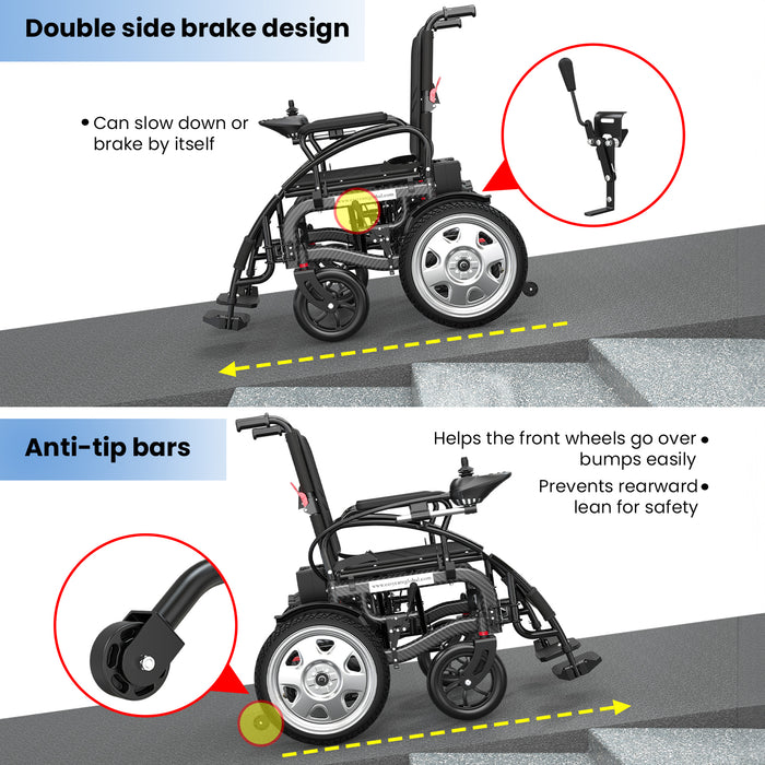 EasyCare Carbon Arc Foldable Electric Wheelchair for Elderly & Patients, Automatic Power Wheelchair with 360° Joystick, Lightweight Aluminium Frame, 12-Inch Solid Wheels & 1 Year Warranty*