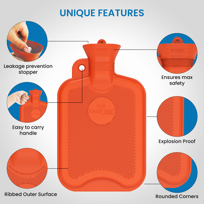 EASYCARE Super Deluxe Hot Water Bag, Capacity- 2l, Color- Red