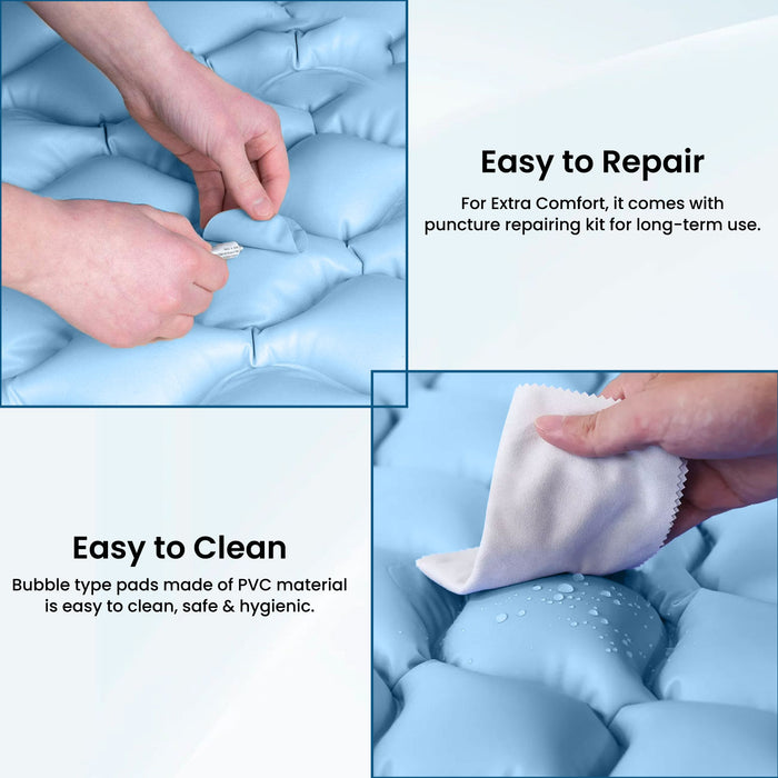 Anti Decubitus Medical Air Bubble Mattress – King Size, CE Approved, Vibration-Free with Energy-Efficient Pump for Bedridden Patients – EasyCare India (Blue)