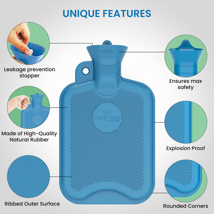 EASYCARE Super Deluxe Hot Water Bag, Capacity- 2l, Color- Blue