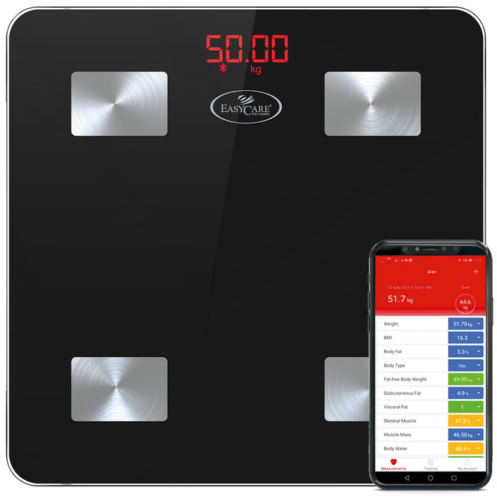 EASYCARE (EC3141) Smart Bluetooth Weighing Scale with Backlit Display - Body Fat & Composition Analyser